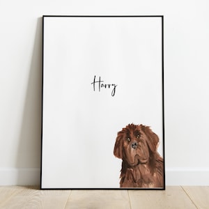Personalised Newfoundland Dog Picture, Newfoundland Gift, Newfoundland Print, Pet Portrait, Dog Lover Gift, Peekaboo Pets