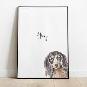 Dachshund Art Print, Sausage dog illustration, Miniature Dachshund Illustration, Doxie Artwork, Dachshund Print, Dog Portrait, Dog Print