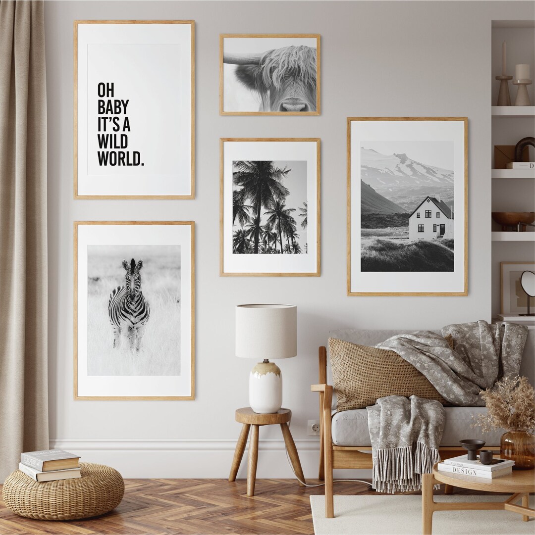 Set of 5 Prints Gallery Wall Art Set Nordic Prints Wall Etsy