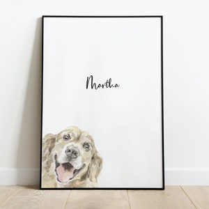 Personalised Golden Retriever Picture, Golden Retriever Gift, Retriever Print, Pet Portrait, Dog Lover Gift, Peekaboo Pets, Christmas Gift