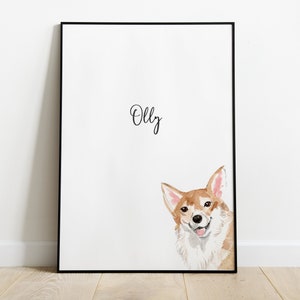 Personalised Corgi Dog Picture, Corgi Gift, Corgi Print, Pet Portrait, Dog Lover Gift, Peekaboo Pets, Corgi Poster