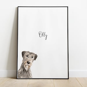 Personalised Irish Wolfhound Dog Picture, Irish Wolfhound Gift, Irish Wolfhound Print, Pet Portrait, Dog Lover Gift, Peekaboo Pets