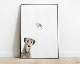 Personalised Irish Wolfhound Dog Picture, Irish Wolfhound Gift, Irish Wolfhound Print, Pet Portrait, Dog Lover Gift, Peekaboo Pets