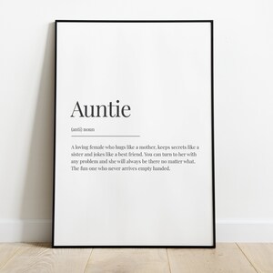 Auntie Gift, Definition Print, Gift for Auntie, Gift Ideas for Auntie, Wall Art, Auntie Present, Aunty Gift