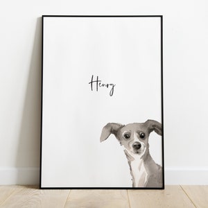 Personalised Italian Greyhound Dog Picture, Italian Greyhound Print, Pet Portrait, Dog Lover Gift, Peekaboo Pets, Italian Greyhound Gift