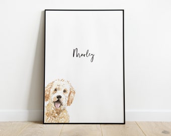 Spersonalizowane zdjęcie psa Labradoodle, nadruk Labradoodle, portret zwierzaka, prezent dla miłośnika psów, prezent dla blond Labradoodle, prezent świąteczny, nadruk psa