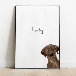 Personalised Chocolate Labrador Picture, Chocolate Labrador Gift, Brown Labrador Print, Pet Portrait, Dog Lover Gift, Christmas Gift