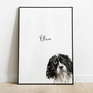 Springer Spaniel personalizado, Regalo Springer Spaniel, Estampado Springer Spaniel, Retrato de mascota, Peekaboo Mascotas, Regalo Spaniel, Regalo de Navidad