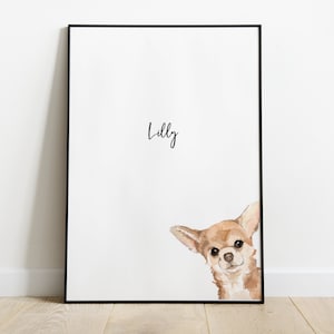 Personalised Chihuahua Dog Picture, Chihuahua Gift, Chihuahua Print, Pet Portrait, Dog Lover Gift, Peekaboo Pets, Chihuahua