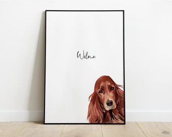 Personalised Red Setter Picture, Irish Setter Gift, Irish Setter print, Pet Portrait, Dog Lover Gift, Red Setter Gift, Christmas Gift