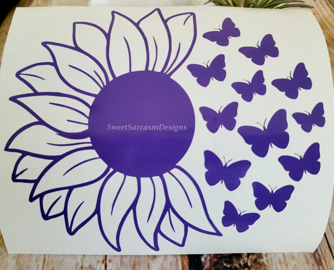 Sunflower Butterflies Decal Butterfly Sunflower Decor Etsy