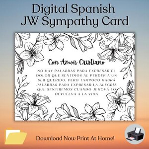 Printable Spanish JW Sympathy Card Digital Download