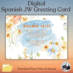Printable Spanish JW Greeting Card Salmo 16:11 Digital Download