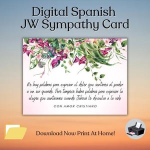 Printable Spanish JW  Sympathy Card Digital Download
