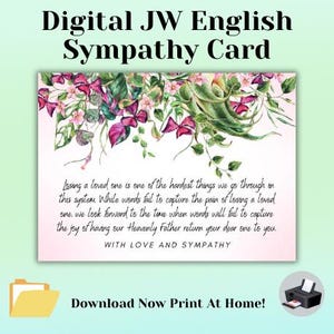 Druckbare JW Englisch Beileid Karte Digitaler Download