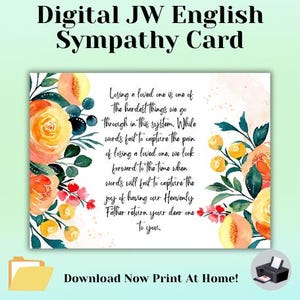 JW Beileid Karte druckbare digitale Download