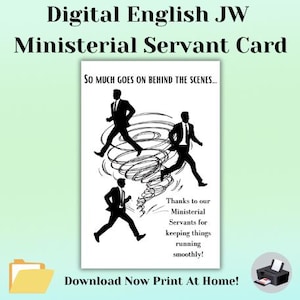 Afdrukbare JW Engelse ministeriële dienaar waarderingskaart digitale download