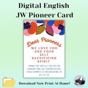 Carte de remerciement imprimable JW Pioneer en anglais