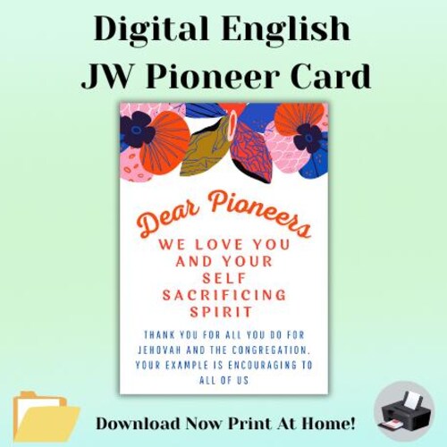 Druckbare JW Englische Pionier-Anerkennungskarte