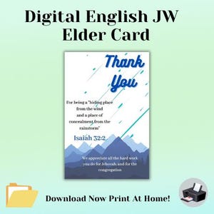 Carte d'appréciation imprimable pour les aînés en anglais JW