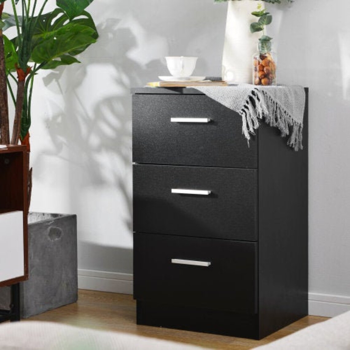 Black Wood File 3 Drawers Office Storage Unit with Etsy