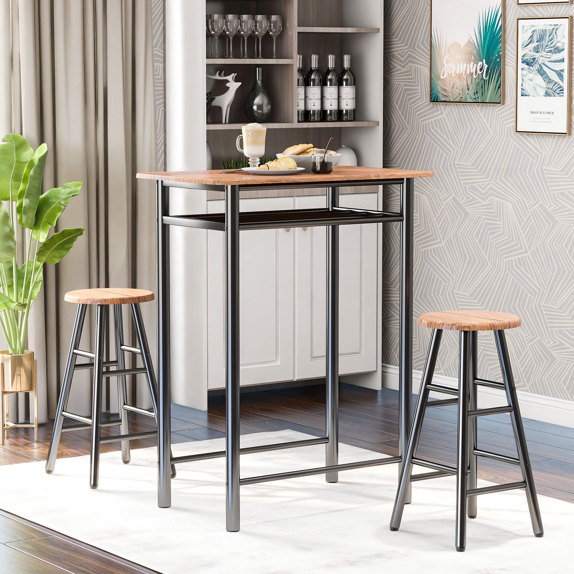 3 Pieces Bar Table SetIndustrial Tall Bar TableModern Pub Etsy