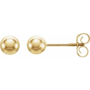3 - 6 mm Solid 14K Gold Ball Stud Earrings
