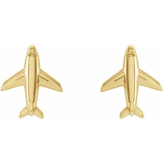 Gold airplane earrings deals