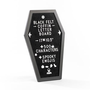 Gothic Home Decor Coffin Letter Board With Spooky Emojis Included, Halloween Decor