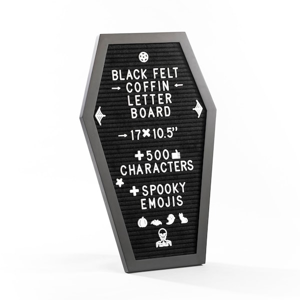 Gothic Home Decor Coffin Letter Board With Spooky Emojis Included, Halloween Decor