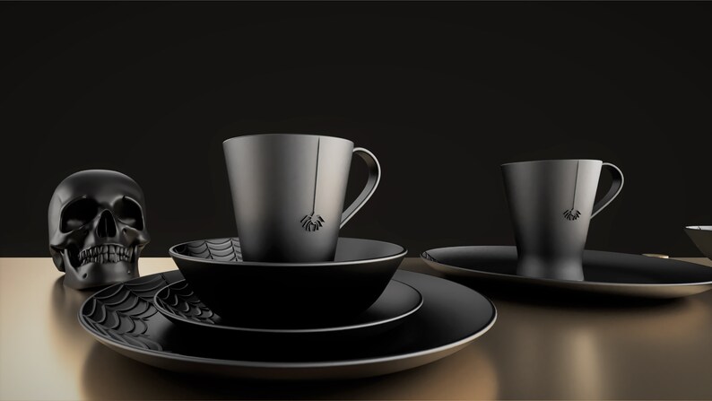 Spiderweb-embossed Gothic Dinnerware Set16 Pieces Including - Etsy