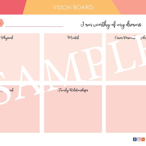 Vision Board Template Instant Digital Download 300 DPI - Etsy