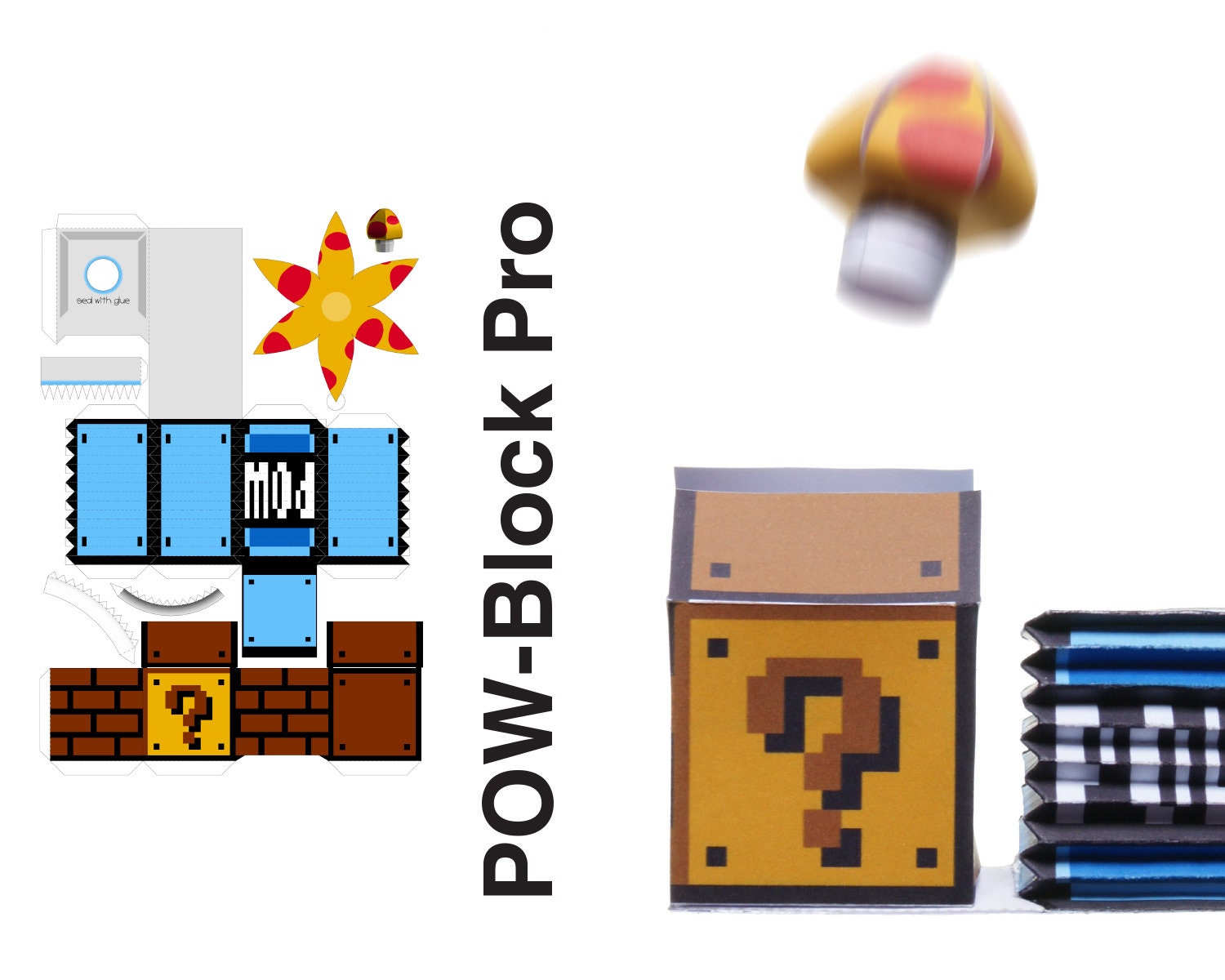 Mario Blocks 3D Papercraft PDF Template Etsy