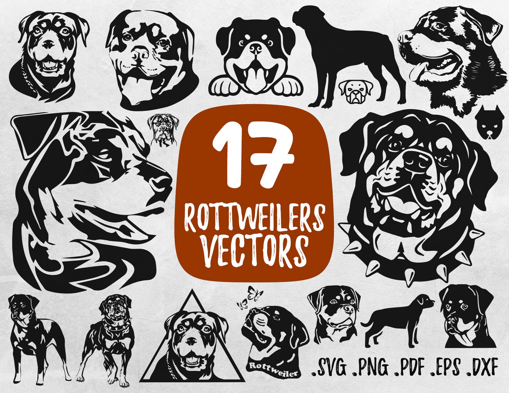 Download 17 Rottweilers SVG Diseño Silueta Rottweiler Archivo de | Etsy