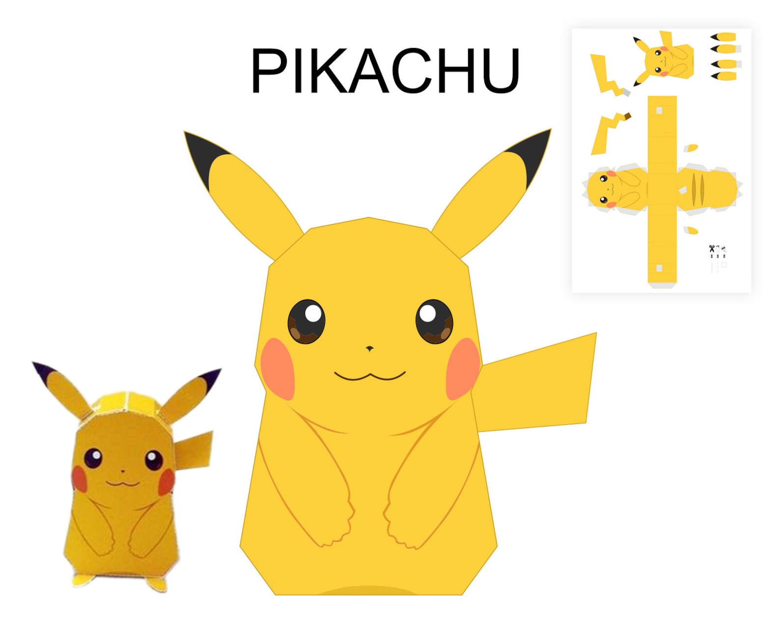 Pikachu 3D Papercraft Pikachu PDF Template Pikachu DIY Etsy Pikachu 3D Papercraft Pikachu PDF Template Pikachu DIY Etsy