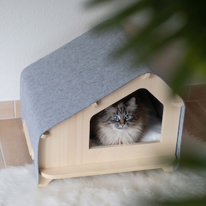 Luxe Cabin by Rawry - Luxury Pet Bed | Indoor Cat House | Small Dog Bed | Wooden Cat Furniture | Cat Mom Gift | Small Dog Den | Snuggle Cave