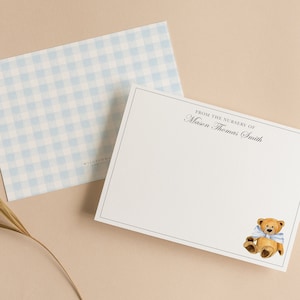 Papelería para baby shower, Notas de agradecimiento para baby shower, Papelería para niño bebé, Gracias para baby shower, Tarjetas de baby shower con osito de peluche, tarjetas de guardería