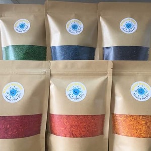 Coloured sensory rice, sensory bins