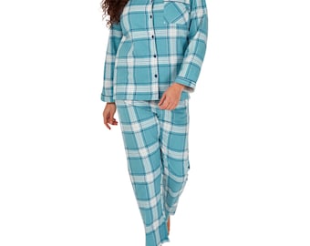 Conjunto de pijama de manga larga de algodón cepillado para mujer Wincey