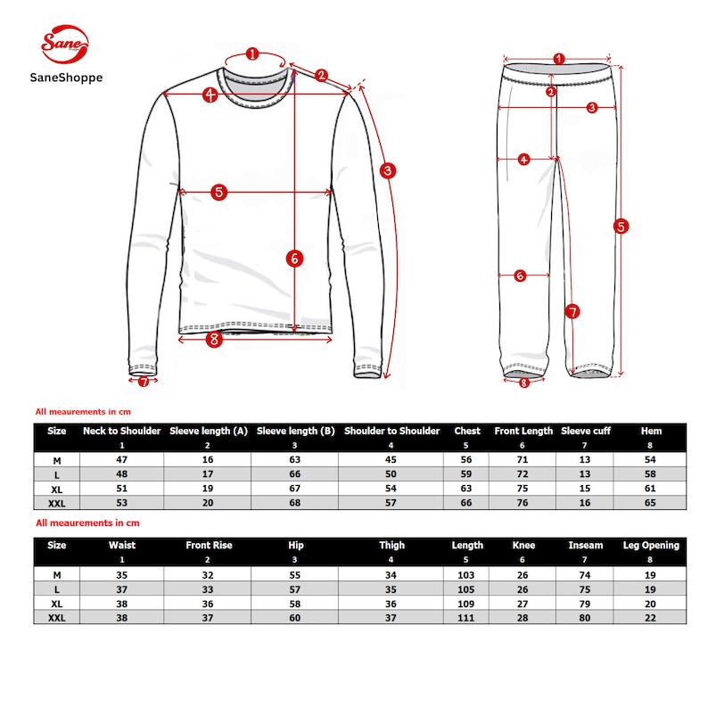 SaneShoppe Mens Thermal Fleece Pyjama Set, Warm Check Bottom, Loungewear 180 Gsm Size Chart