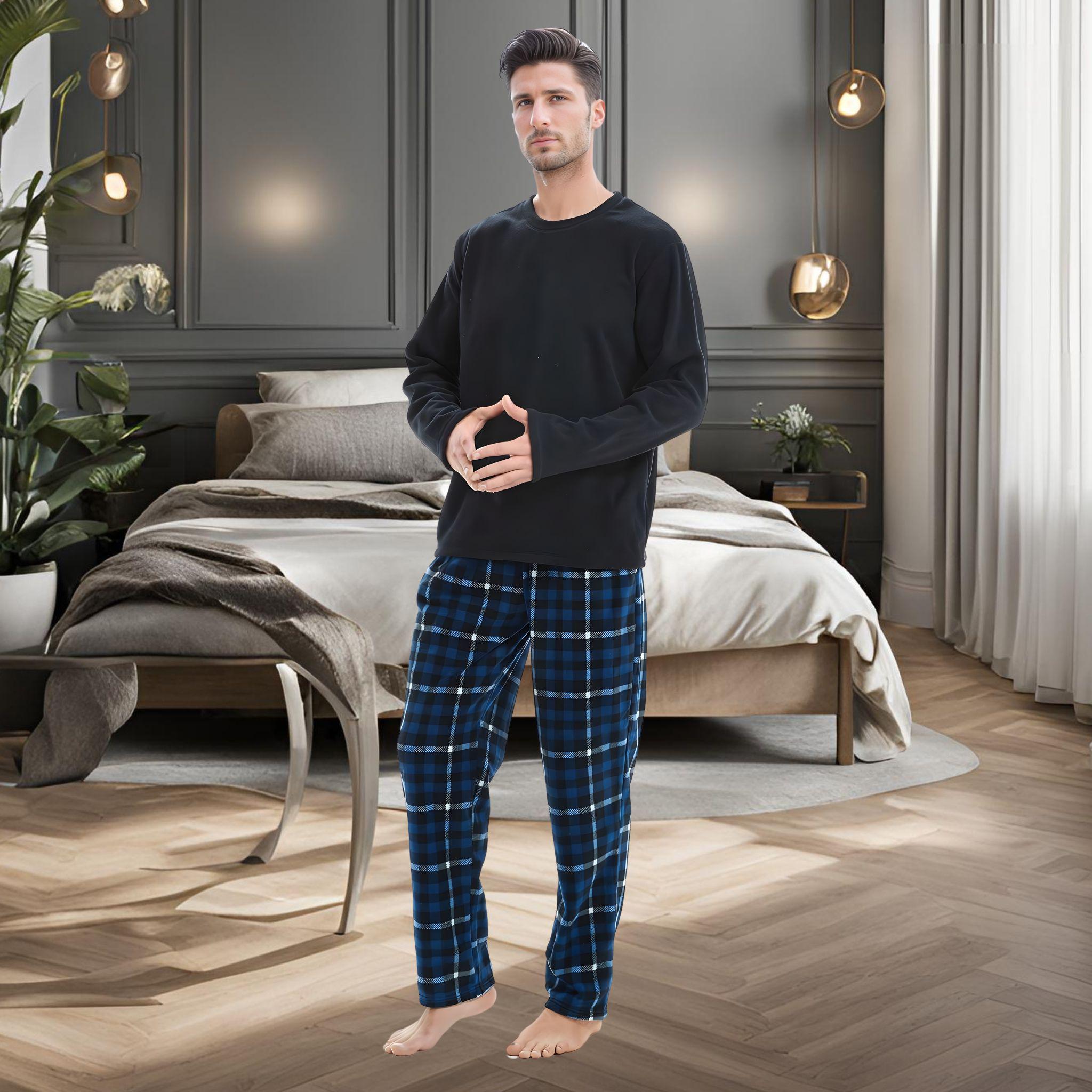 Pantalon Pyjama Homme Fraise - 95% Polyester 5% élasthanne, Coupe Ample, Poches, Cordon De Serrage, Ultra Doux