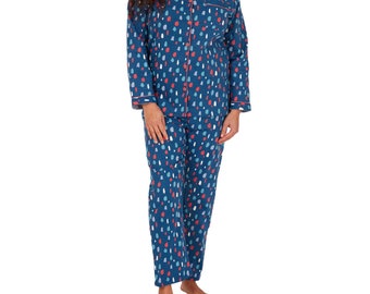 Womens Brushed Cotton Long Sleeve Loungewear Wincey Pyjama Set