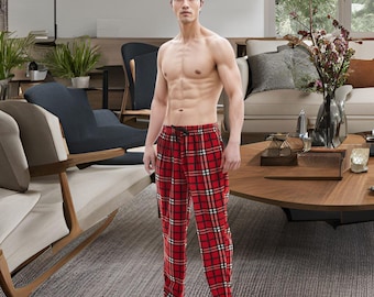 SaneShoppe - Pantalones de pijama de forro polar para hombre, pantalón térmico para salón, 180 gsm