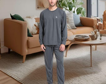 SaneShoppe Pack de 1 o 2 conjuntos de ropa de estar por casa para hombre, pijamas de manga larga estilo jogger