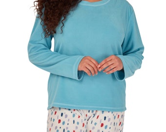 Conjunto de pijama de polar térmico suave para mujer, ropa de dormir de manga larga