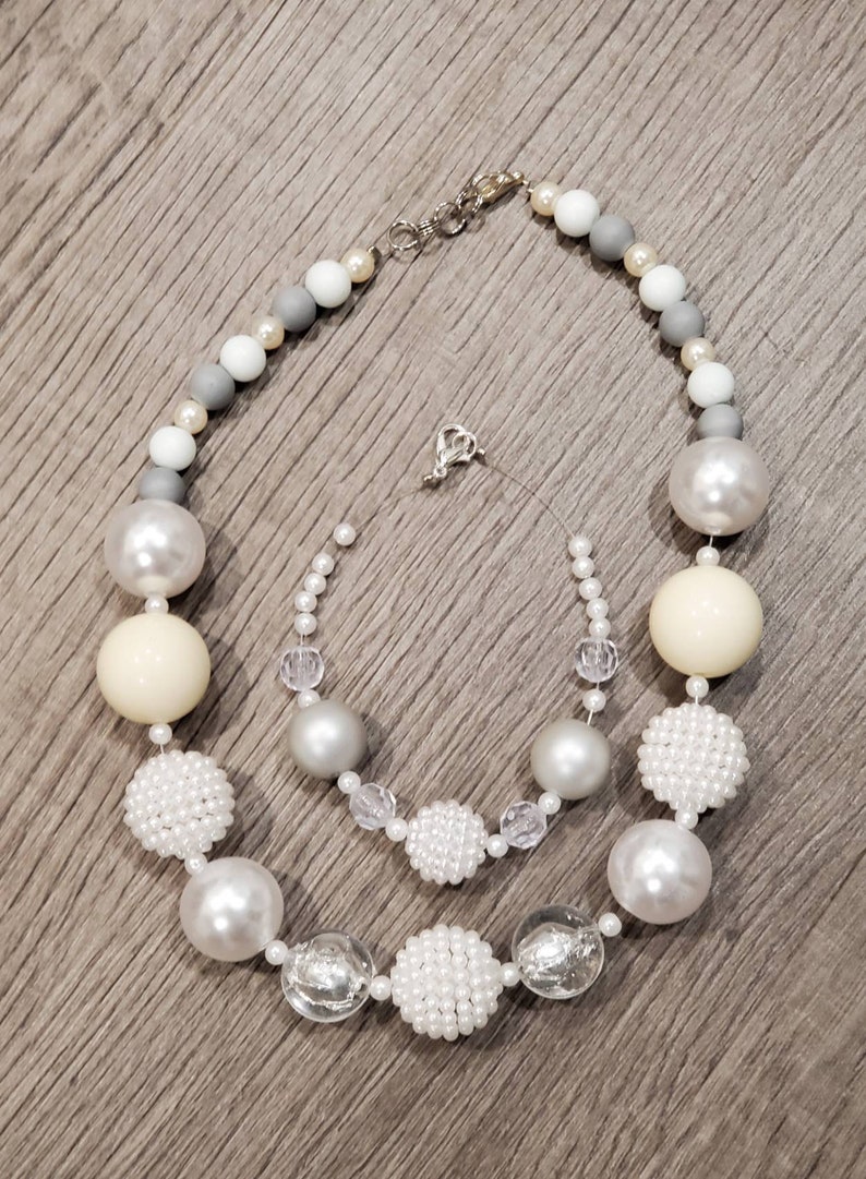 doll accessories Mini and Me Necklace set girl and doll matching necklaces chunky bead necklaces tea party necklaces dress up necklaces