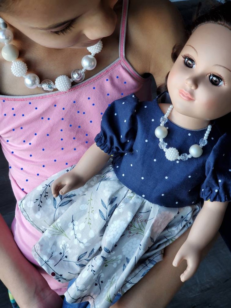 doll accessories Mini and Me Necklace set girl and doll matching necklaces chunky bead necklaces tea party necklaces dress up necklaces