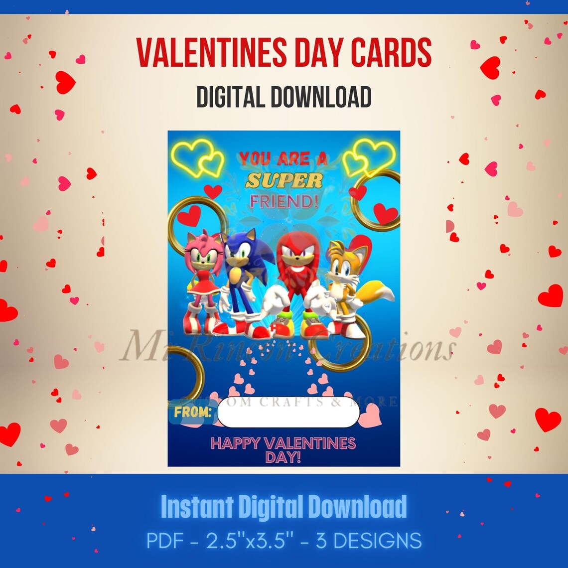 Sonic Hedgehog Valentines Day Cards| Kids Valentines Day Cards ...