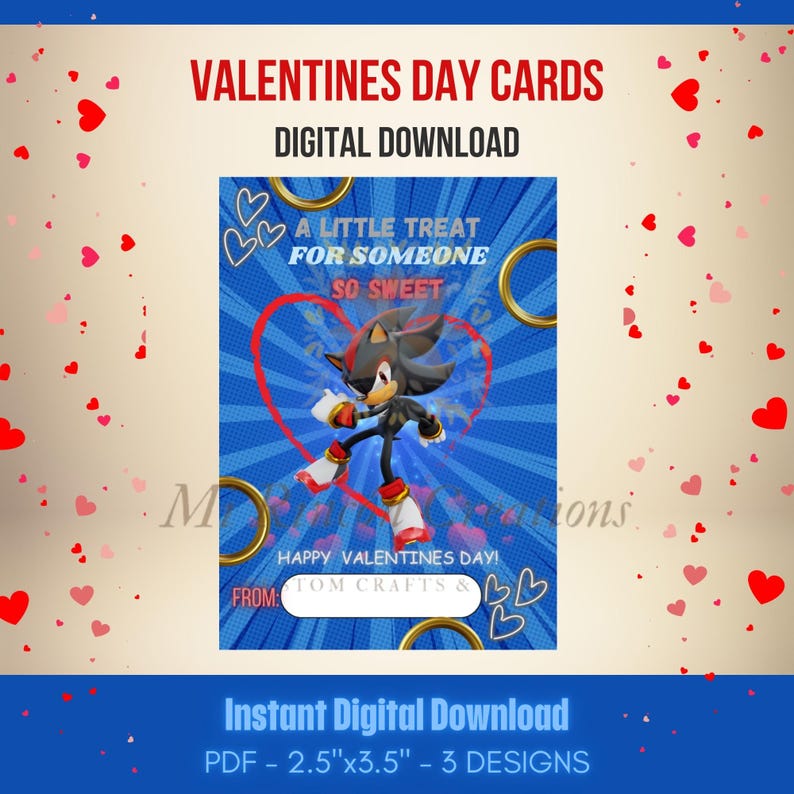 Sonic the Hedgehog Valentines Day Cards | Kids Printable (PDF) - Etsy