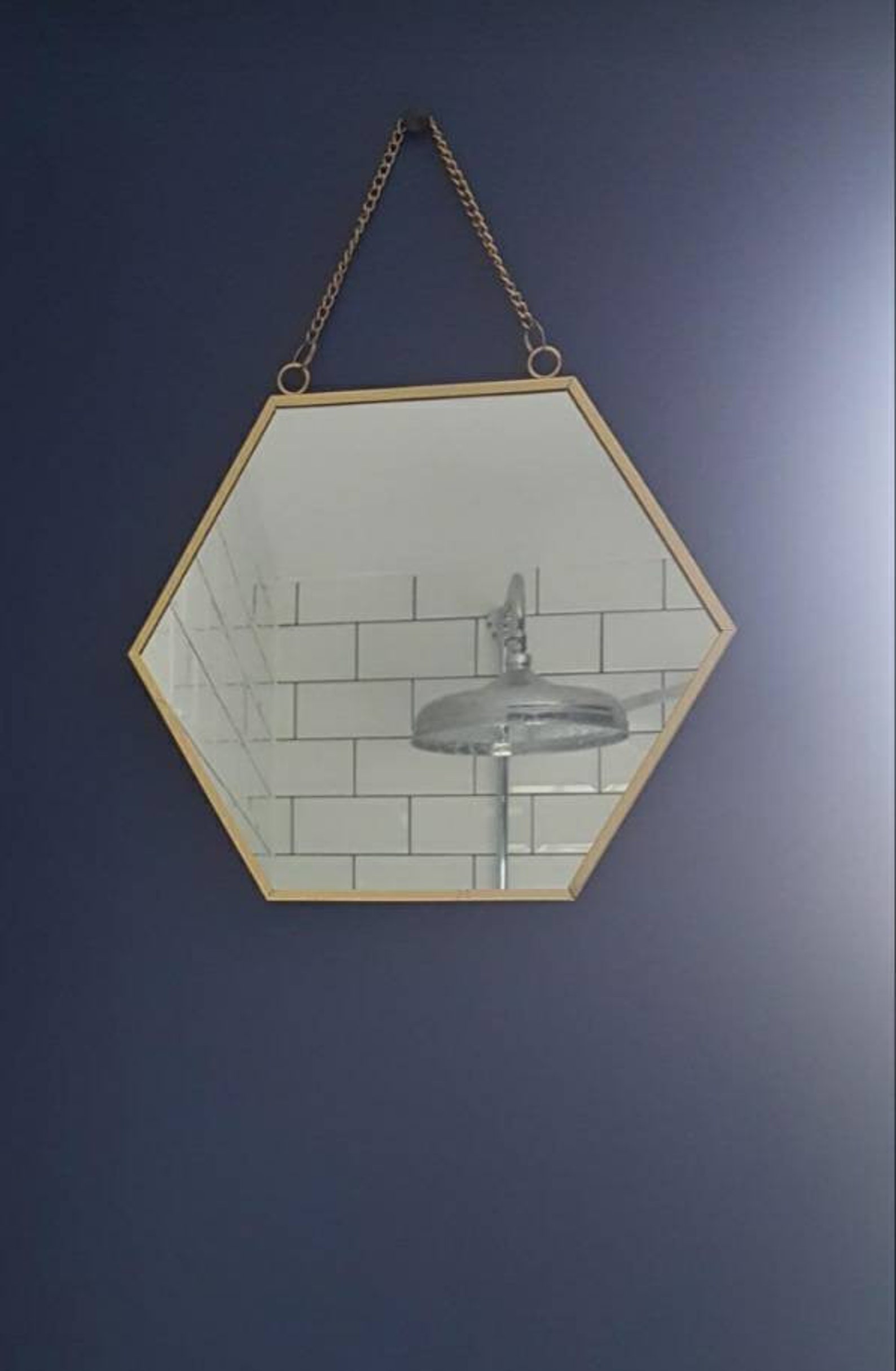 Gold 30cm Set of Two Hexagon Metal Wall Mirror Decor Bohemian Etsy